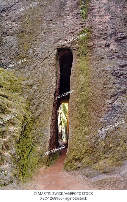 The rock-hewn churches of Lalibela in Ethiopia  Tunnel between Bet Amanuel and Bet Abba Libanos  The churches of Lalibela have been constructed in the 12th or...