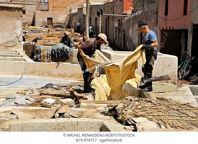 Maroc, Marrakech, les Tanneries , quartier de Bab Debbagh