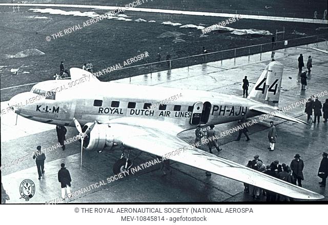 Douglas DC-2, PH-AJU, of Royal Dutch Air Lines, at Mildenhall prior to the MacRobertson England to Australia race