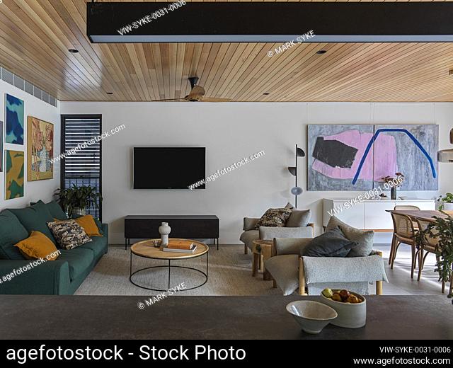 Main living area within new addition. Lilyfield House, Lilyfield, Australia. Architect: TW Architects, 2022
