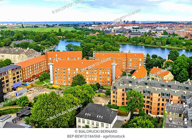 Dania - region Zealand - Kopenhaga - panorama centrum miasta z lotu ptaka Denmark - Zealand region - Copenhagen city center - panoramic aerial view of the...