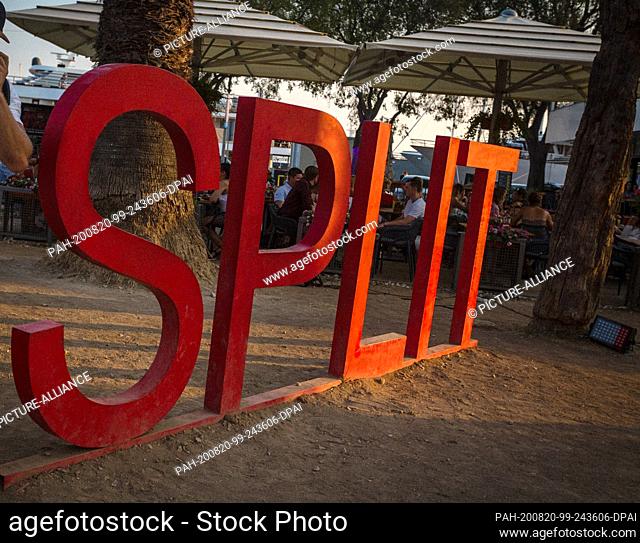 FILED - 26 August 2017, Croatia, Split: A lettering of the city of Split in the port. Due to the increased number of new corona infections