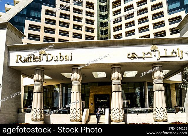 Raffles Dubai, Sheikh Rashed Road. Pyramid architectual style. Dubai. United Arab Emirates. Middle East