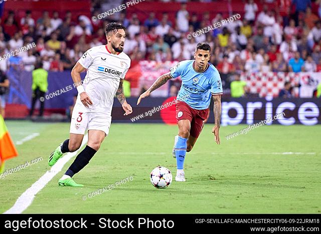 Seville, Spain. 06th September 2022. Alex Telles (3) of Sevilla FC seen during the UEFA Champions League match between Sevilla FC and Manchester City at Estadio...