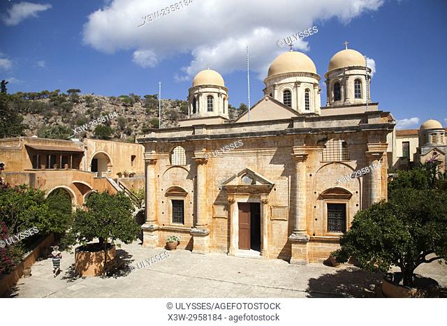 Agias Triada Monastery or Monastery of Agia Triada Tsangarolon, Akrotiti peninsula, Crete island, Greece, Europe