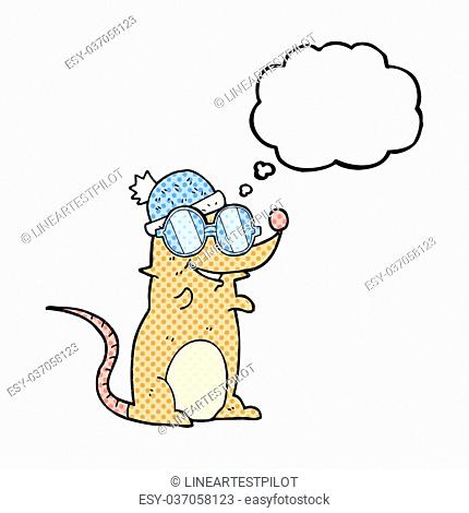 freehand drawn thought bubble cartoon mouse wearing glasses and hat, Stock  Vector, Vector And Low Budget Royalty Free Image. Pic. ESY-037058123 |  agefotostock