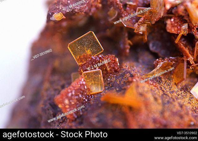 Wulfenite is a lead molybdate mineral. Crystallized sample