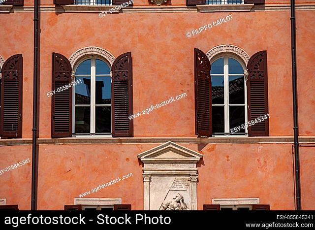 Architecture detail of some building in Piazza dei Signori in Verona in Italy