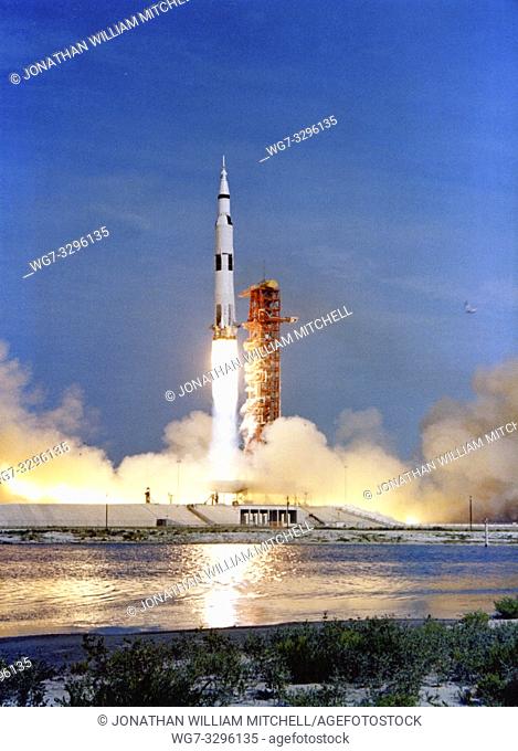 USA Florida -- 16 Jul 1969 -- The Apollo 11 mission, the first manned lunar mission, launched from the Kennedy Space Center