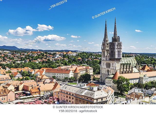 The Cathedral of Zagreb is one of the highest buildings in Croatia. The steeples are 105 metres high, Zagreb, Croatia, Europe