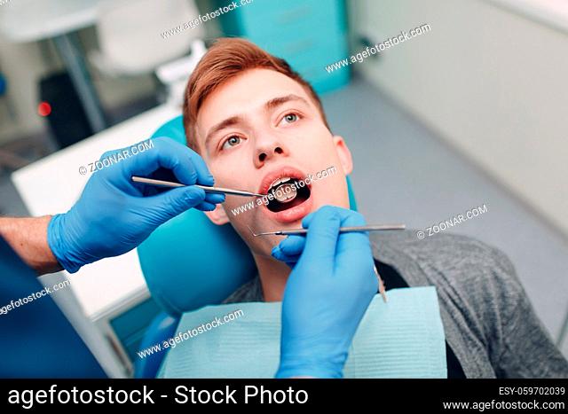 Dental clinic. Doctor and patient. Teeth health