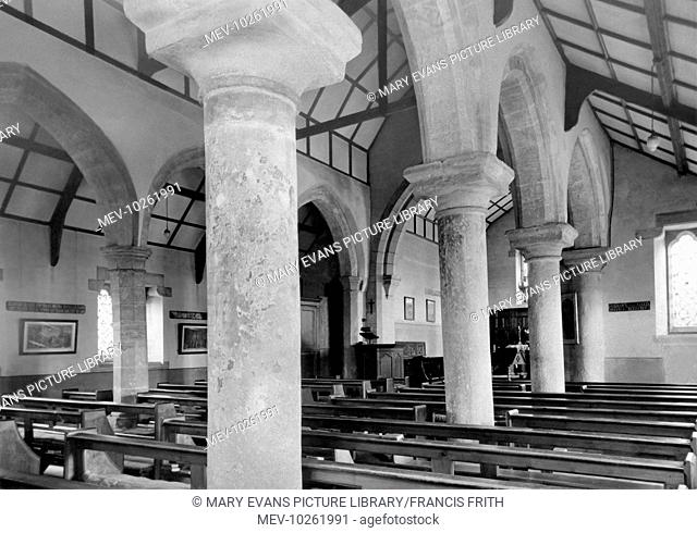 Chollerton, St Giles's Church, Roman Pillars c1955