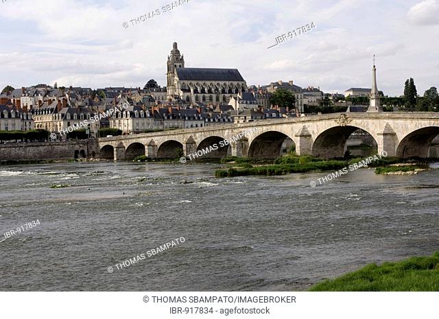 Bridge crossing the Loire River, Blois, France, Europe