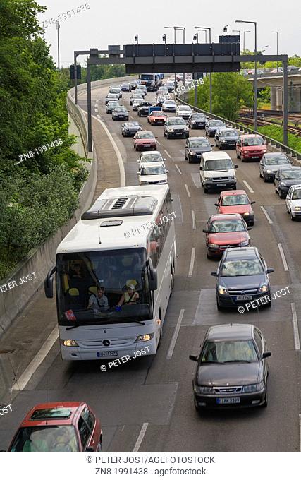Traffic jam at city motorway, Berlin