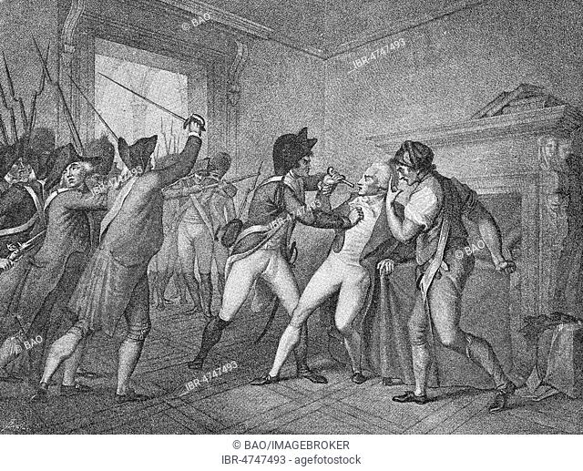 The Arrest of Maximilien de Robespierre, on July 27, 1794, woodcut, France