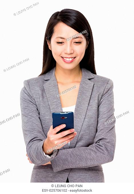 Businesswoman read on the message of smart phone
