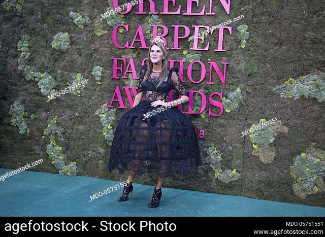 Green carpet Fashion Awards 2018. In the picture Anna Dello Russo. An enchanted forest has invaded this year Piazza della Scala