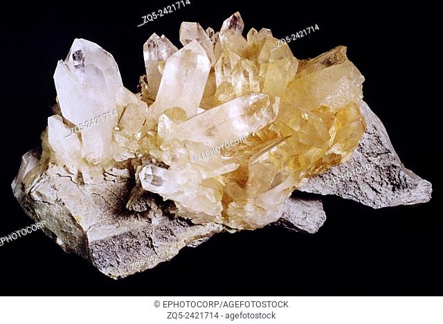Quartz crystal. Quartz is found in a variety of forms and colours