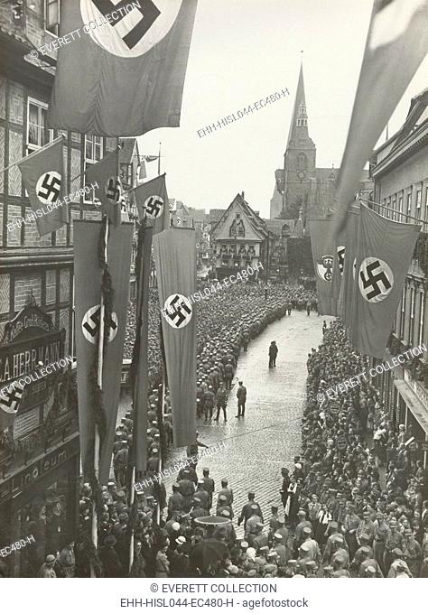 Nazi Celebration of the Thousandth Anniversary of the German Reich, 1936. The 1000th anniversary of the death of Heinrich I was celebrated in the market square...