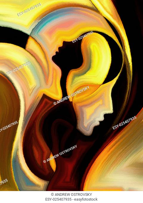 Parent Connection series. Composition of graceful profile lines of mother and child on the subject of parenting, motherhood, human connection and family