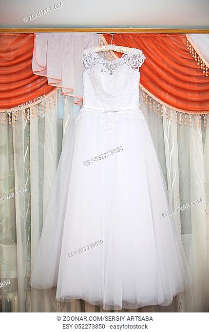 white wedding dress. A Traditional bride decoration