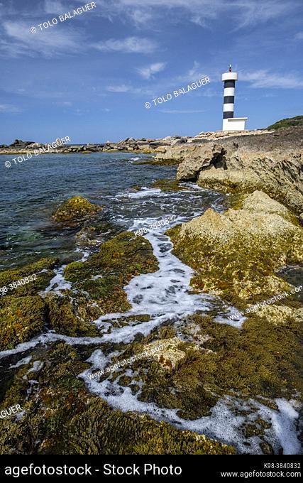 Punta Plana lighthouse, S Estalella, Llucmajor, Mallorca, Balearic Islands, Spain