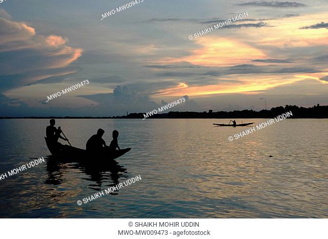 Sunset on the Rupsha River in Khulna Bangladesh, October 01, 2007