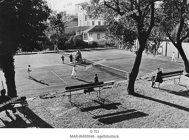 tennis players, sanremo, liguria, italy, 1930
