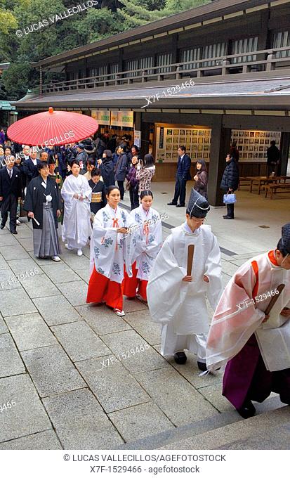 Sanctuary of Meiji Jingu Traditional wedding , Tokyo, Japan, Asia