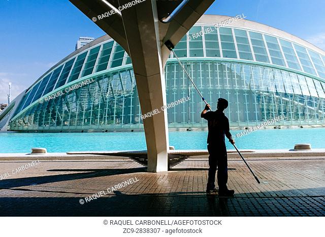 Tourists around the Hemisferic building. The Hemisfèric was inaugurated in 1998 and was the first building in the City of Arts and Sciences to open its doors to...
