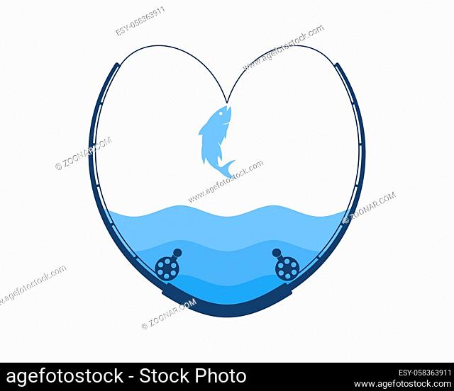 Fishing rod forming a love shape