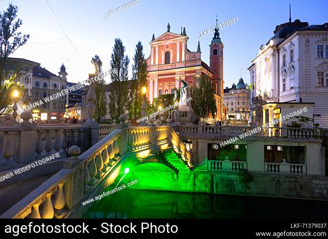 Ljubljana, Tromstovje, Three Bridges, Presernov Trg, Franciscan Church