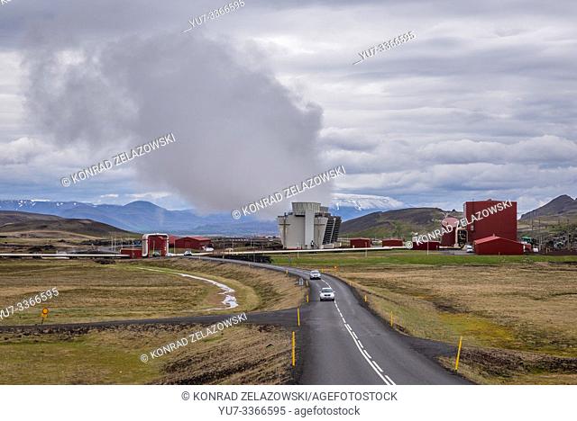 Road 868 near Kroflustod - Krafla geothermal power plant close to the Krafla Volcano in Iceland