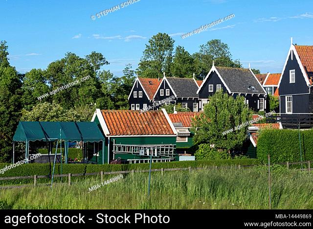 Characteristic houses, Marken Island, Noord-Holland, Netherlands