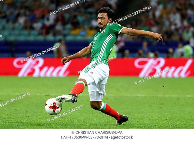 Mexico's Oswaldo Alanis plays the ball during the Confederations Cup semi-final between Germany and Mexico at the Fisht Stadium in Sochi, Russia, 29 June 2017