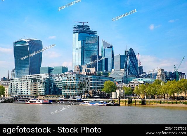 Skyline of City of London CBD in United Kingdom