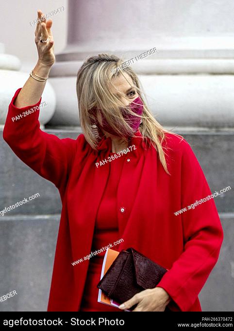 Queen Maxima of The Netherlands arrives at the Havenkerk in Schiedam, on November 30, 2021, to attend the launch of SchuldenLab MVS