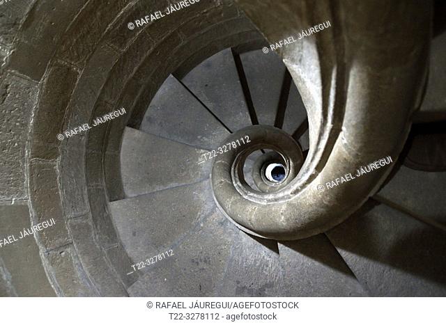 Baeza (Spain). Spiral staircase in the bell tower of the Cathedral of the Nativity of Our Lady of Baeza