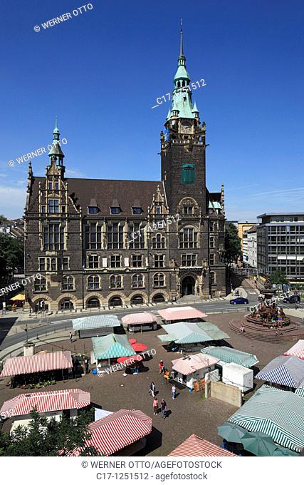 Germany, Wuppertal, Wupper, Bergisches Land, North Rhine-Westphalia, NRW, Wuppertal-Elberfeld, city hall at the New Market Place, administration building