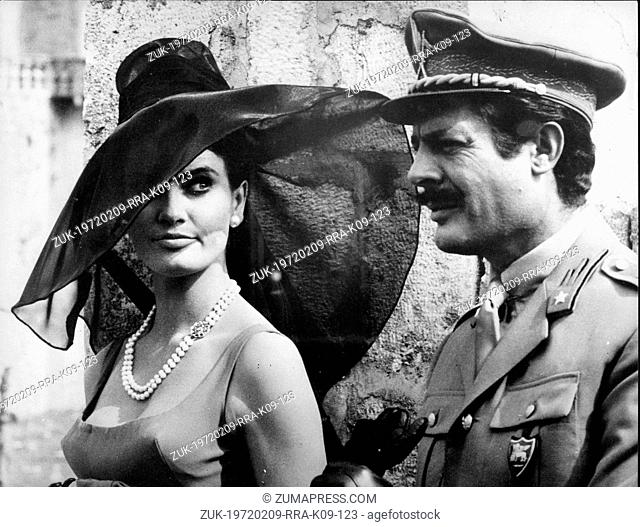 June 2, 1965 - Paris, France - Actor MARCELLO MASTROIANNI and co-star actress MARISA MELL, acing in a scene from the film