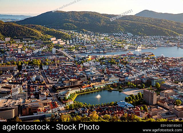 Bergen is a city and municipality in Hordaland on the west coast of Norway. Bergen is the second-largest city in Norway. The view from the height of bird flight