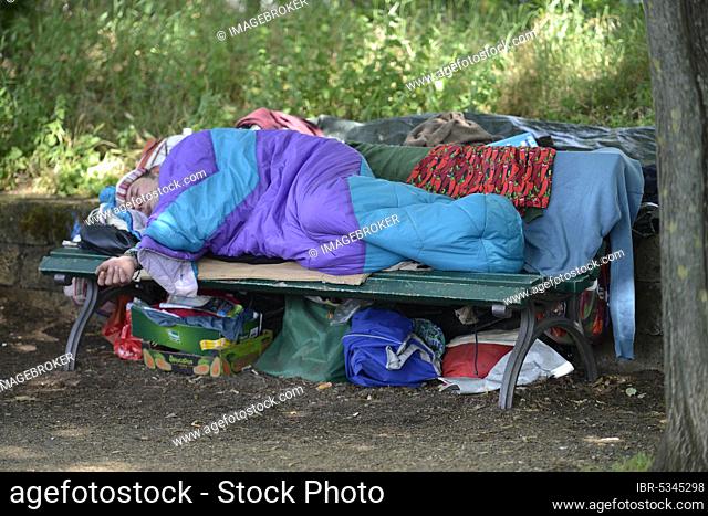 Homeless person, Moabit, Berlin, Germany, Europe