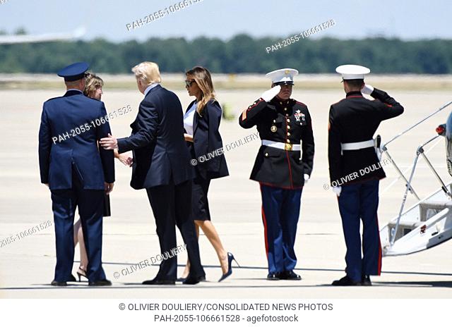 U.S. President Donald Trump and First Lady Melania Trump arrive at Joint Airforce Base Andrews to pay their respects to the family of fallen United States...