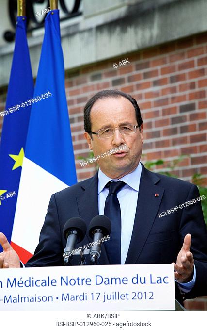 François Hollande, President of France, launches debate on end of life during a visit of the nursing home Notre Dame du Lac in Rueil-Malmaison