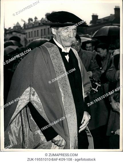 Oct. 10, 1955 - Dr. Schweitzer receives degree at cambridge. Dr. Albert Schweitzer, the world famous french missionary, physician and musician
