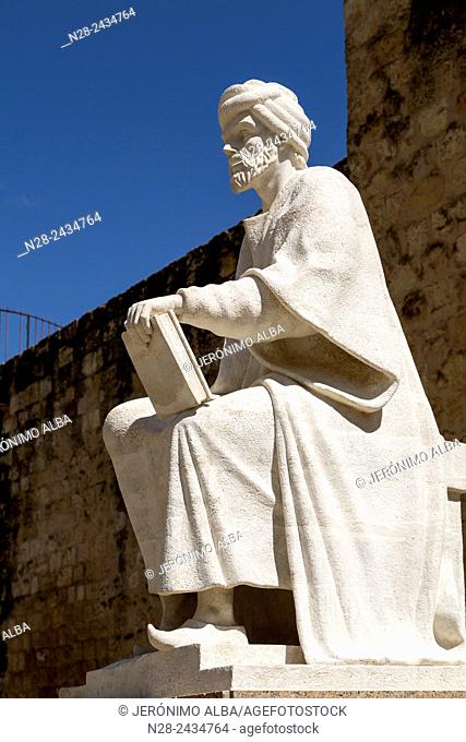 Statue of Averroes, Muslim polymath born in Cordoba, Andalusia, Spain