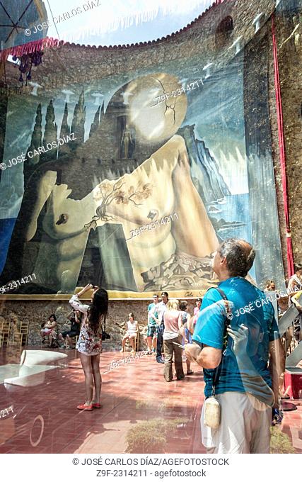 The curtain designed by Dalí for the ballet Labyrinth, Theatre-Museum Dali, Figueres, Costa Brava, Girona, Catalonia, Spain