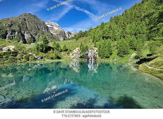 Picturesque Lac Bleu near Arolla, Val d'Hérens, Switzerland