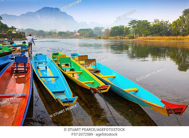 Dawn over the Nam Song River in Vang Vieng, Laos