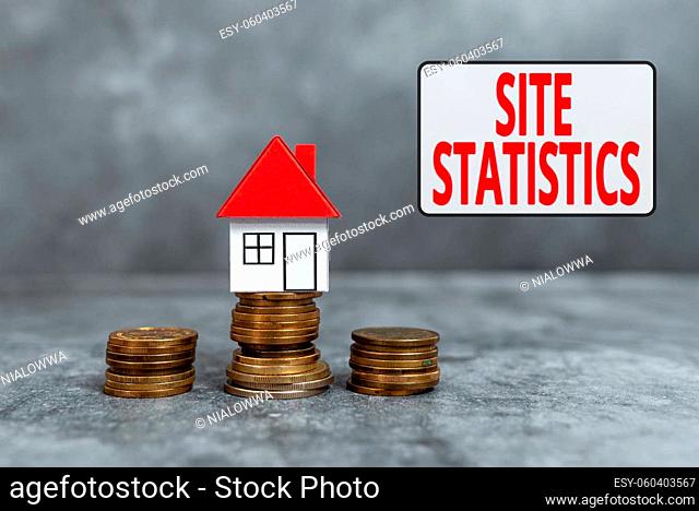 Text sign showing Site Statistics, Business approach measurement of behavior of visitors to certain website Saving Money For A Brand New House